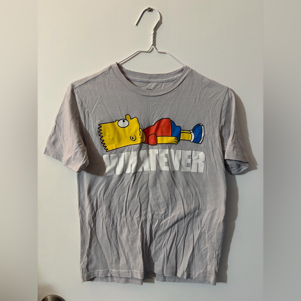Boys 10-12 Gray Shirt with Bart Simpson WhateverCartoon Print Tote11